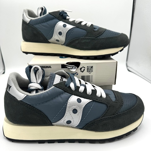 NWT Saucony Jazz Vintage Classic Sneakers Navy Blue White Silver Original Shoes - Picture 2 of 16